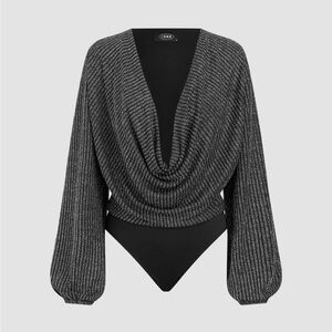 Cider Black and Silver Striped Bodysuit